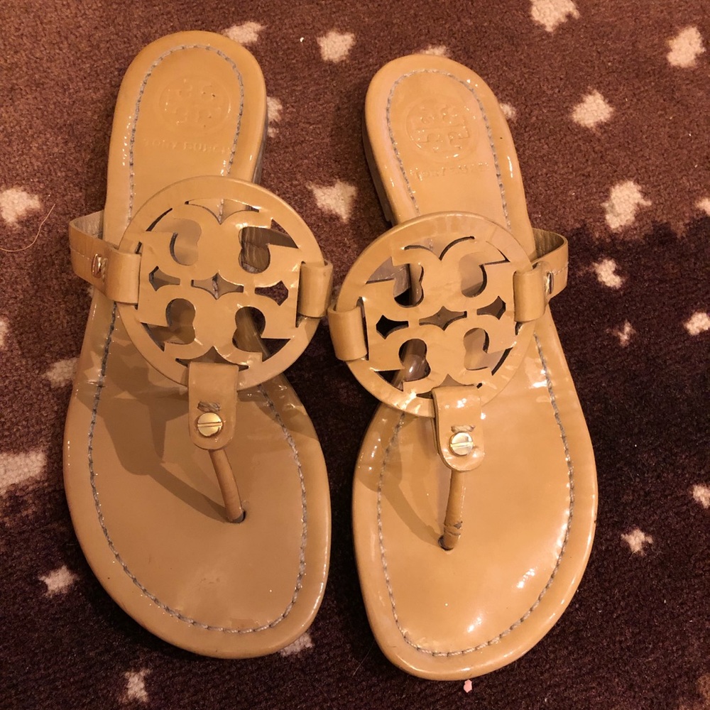 Tory Burch Miller Patent sandals- nude